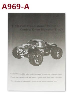 Wltoys A969 A969-A A969-B RC Car spare parts English manual book (A969-A)