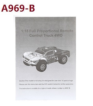 Wltoys A969 A969-A A969-B RC Car spare parts English manual book (A969-B) - Click Image to Close