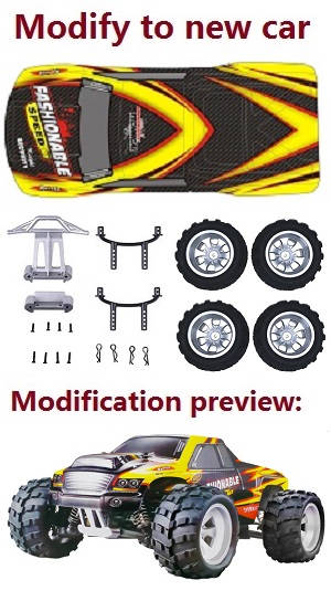 Wltoys A969 A969-A A969-B RC Car spare parts modify to a new car set (Yellow)