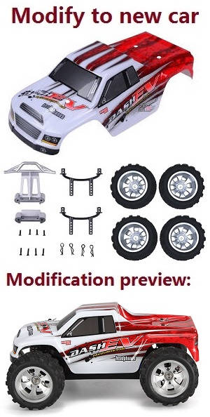 Wltoys A969 A969-A A969-B RC Car spare parts modify to a new car set (Red-2)