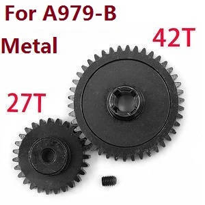 Wltoys A979 A979-A A979-B RC Car spare parts reduction gear + motor gear (Metal) for A979-B - Click Image to Close