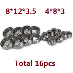 Wltoys A979 A979-A A979-B RC Car spare parts bearing 4*8*3 + 8*12*3.5 16pcs