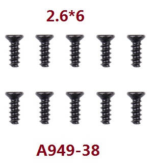 Wltoys A979 A979-A A979-B RC Car spare parts screws 2.6*6 A949-38 - Click Image to Close