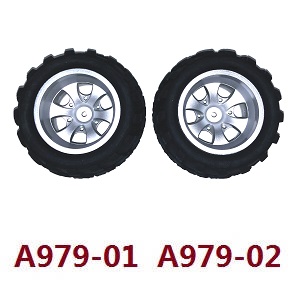 Wltoys A979 A979-A A979-B RC Car spare parts tires 2pcs A979-01 A979-02 - Click Image to Close