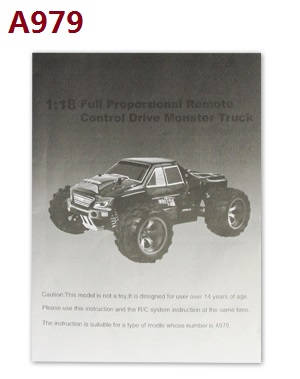 Wltoys A979 A979-A A979-B RC Car spare parts English manual book (A979) - Click Image to Close