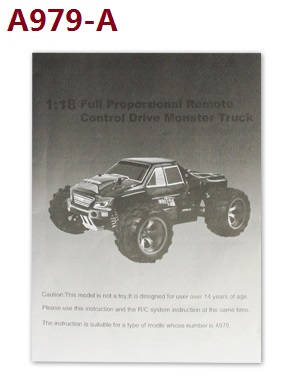 Wltoys A979 A979-A A979-B RC Car spare parts English manual book (A979-A) - Click Image to Close