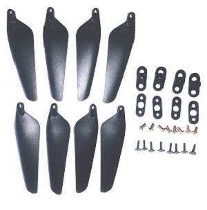 MJX B12 Bugs 12 EIS RC drone quadcopter spare parts main blades with fixed set,screws and copper sleeve 8pcs - Click Image to Close