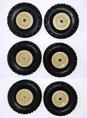 WPL B-16 B-16R B16-1 RC Military Truck Car spare parts tires 6pcs (Yellow) - Click Image to Close