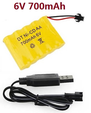WPL B-16 B-16R B16-1 RC Military Truck Car spare parts 6V 700mAh battery + USB charger wire - Click Image to Close
