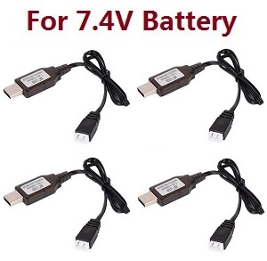 WPL B-16 B-16R B16-1 RC Military Truck Car spare parts USB charger wire (For 7.4V battery) 4pcs