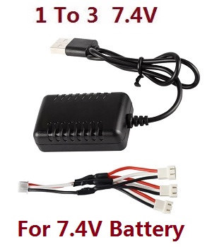 WPL B-16 B-16R B16-1 RC Military Truck Car spare parts USB charger wire with 1 to 3 wire (For 7.4V battery) - Click Image to Close