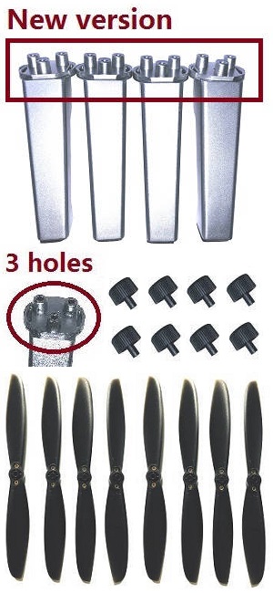MJX Bugs 5W B5W RC Quadcopter spare parts landing skids and main blades group (New version 3 holes) Silver-Gray - Click Image to Close