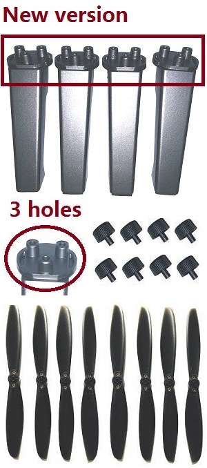 MJX Bugs 5W B5W RC Quadcopter spare parts landing skids and main blades group (New version 3 holes) Black