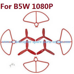 MJX Bugs 5W B5W RC Quadcopter spare parts protection frame + 3-leaf main blades (Red)
