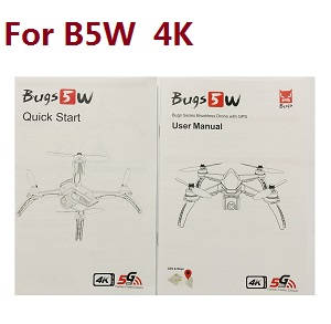 MJX Bugs 5W B5W RC Quadcopter spare parts English manual book (For B5W 4K version) - Click Image to Close