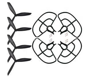 Bayangtoys X16 RC quadcopter drone spare parts protection frame set + 3-leaf main blades (Black) - Click Image to Close