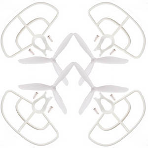Bayangtoys X16 RC quadcopter drone spare parts protection frame set + 3-leaf main blades (White) - Click Image to Close