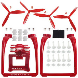 Bayangtoys X16 RC quadcopter drone spare parts upgrade 3-leaf main blades + Undercarriage + camera plateform set (Red) - Click Image to Close