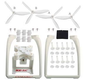 Bayangtoys X16 RC quadcopter drone spare parts upgrade 3-leaf main blades + Undercarriage + camera plateform set (White)
