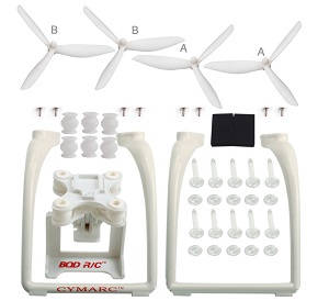 Bayangtoys X16 RC quadcopter drone spare parts upgrade 3-leaf main blades + Undercarriage + camera plateform set (White)