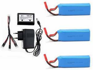 Bayangtoys X16 RC quadcopter drone spare parts 11.1V 2200mAh battery 3pcs + charger and balance charger box + 1 to 3 charger wire set - Click Image to Close