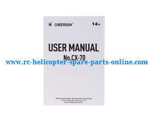 Cheerson CX-70 RC quadcopter spare parts English manual instruction book - Click Image to Close