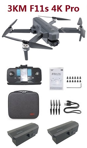 3KM SJRC F11s 4K PRO RC Drone with portable bag and 3 battey RTF