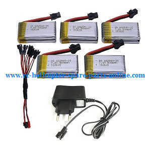 DFD F182 RC Quadcopter spare parts 1 to 5 charger wire + 5*batteries set - Click Image to Close