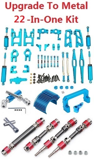 Feiyue FY01 FY02 FY03 FY04 FY05 RC Car spare parts upgrade to metal parts group 22-In-One Kit Blue