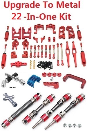 JJRC Q39 Q40 RC Car spare parts upgrade to metal parts group 22-In-One Kit Red