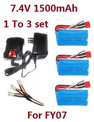 Feiyue FY06 FY07 RC truck car spare parts 1 to 3 balance charger set + 3*7.4V 1500mAh battery set For FY07