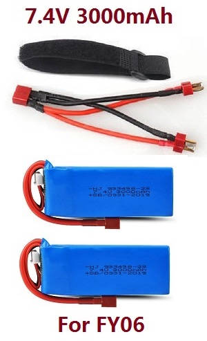 Feiyue FY06 FY07 RC truck car spare parts 7.4V 3000mAh battery with parallel line 2pcs (For FY06)