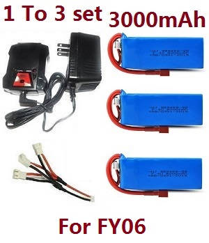 Feiyue FY06 FY07 RC truck car spare parts 1 to 3 balance charger set + 3*7.4V 3000mAh battery set For FY06