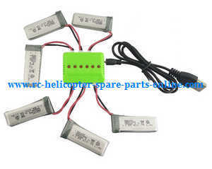 H107P Hubsan X4 Plus RC Quadcopter spare parts 1 to 6 charger box set + 6*3.7V 520mAh battery set