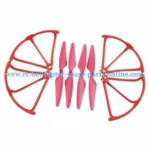 Hubsan H216A RC Quadcopter spare parts protection frame set + main blades (Red) - Click Image to Close