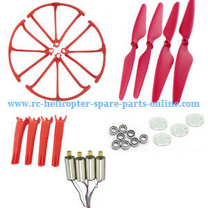 Hubsan H216A RC Quadcopter spare parts main motors + main blades + protection frame + undercarriage + main gears + bearings (Red) - Click Image to Close