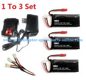 Hubsan H216A RC Quadcopter spare parts 1 to 3 charger set + 3*7.4V 610mAh battery - Click Image to Close
