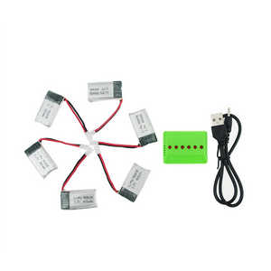 JJRC H31 H31W quadcopter spare parts 1 to 6 charger set + 6*3.7V 400mAh battery set - Click Image to Close