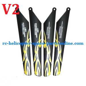 Huan Qi HQ 848 848B 848C RC helicopter spare parts main blades (Yellow V2) - Click Image to Close