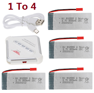 JJRC H12C H12W H12CH H12WH RC quadcopter drone spare parts 1 to 4 charger set + 4*7.4V 800mAh battery set