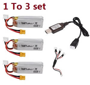 JJRC M03 E160 Yu Xiang F1 RC Helicopter spare parts 1 to 3 USB charger wire set + 3*7.4V 700mAh battery set - Click Image to Close