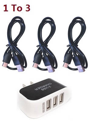 JJRC X13 RC quadcopter drone spare parts 1 to 3 charger adapter + 3*USB charger wire set - Click Image to Close