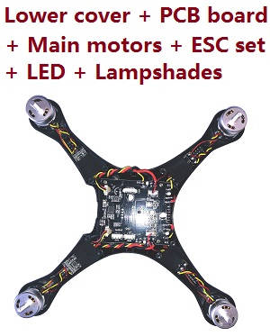 JJRC X13 RC quadcopter drone spare parts lower cover + PCB board + brushless motors + ESC board set + LED set + lampshades (Assembled) - Click Image to Close