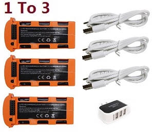 JJRC X17 G105 Pro RC quadcopter drone spare parts 1 to 3 charger set + 3*11.1V 2850mAh battery Orange set