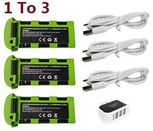 JJRC X17 G105 Pro RC quadcopter drone spare parts 1 to 3 charger set + 3*11.1V 2850mAh battery Green set