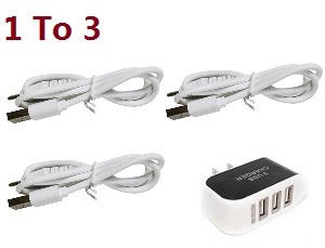 JJRC X17 G105 Pro RC quadcopter drone spare parts 1 to 3 charger adapter + 3*USB charger wire - Click Image to Close