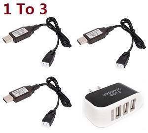 JXD 528 Jin Xing Da JD RC Quadcopter Drone spare parts 1 to 3 charger adapter with 3pcs USB charger wire 7.4V