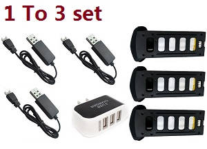 JXD 528 Jin Xing Da JD RC Quadcopter Drone spare parts 1 to 3 USB charger wire set + 3*7.4V 750mAh battery set - Click Image to Close