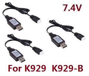 Wltoys K929 K929-A K929-B RC Car spare parts USB charger wire 7.4V 3pcs - Click Image to Close