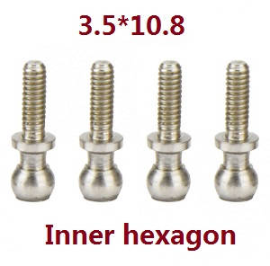 Wltoys K969 K979 K989 K999 P929 P939 RC Car spare parts inner hexagon ball screws 3.5*10.8 4pcs - Click Image to Close